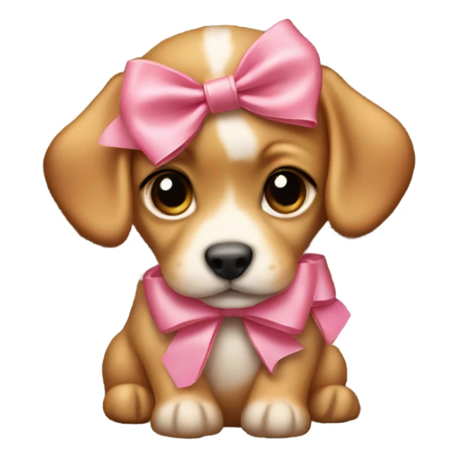 Cute puppy with pink bow on head in a Louis Vuitton bag sticker