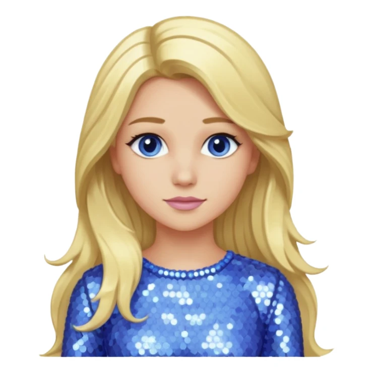 Skyler Shaye with long blonde hair, periwinkle sequin outfit sticker
