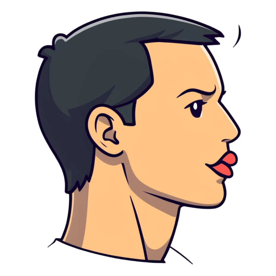 clear side profile of a man sticking his tongue out, complete side view showing the side of face sticker