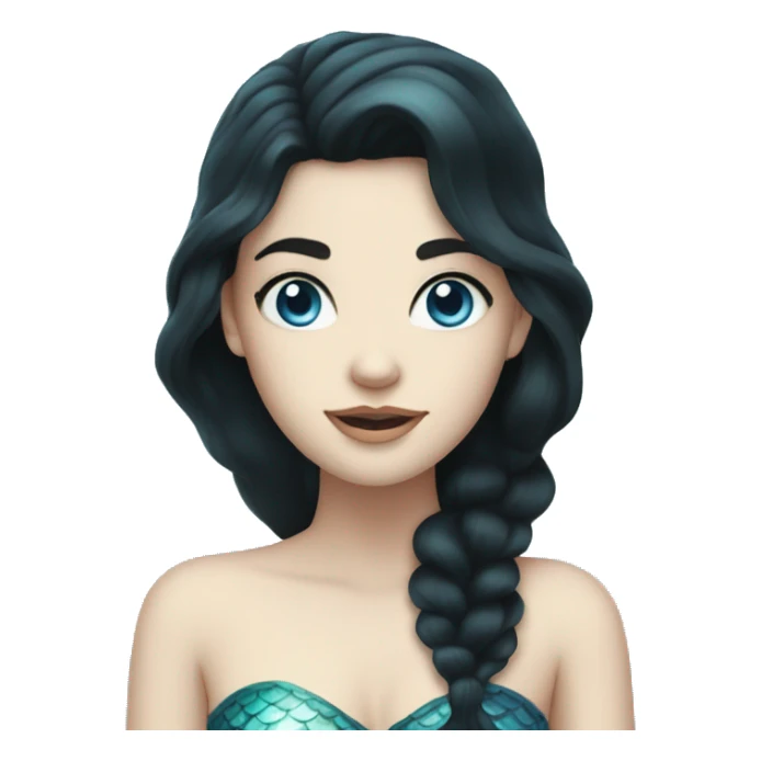 mermaid with black hair, pale skin and light blue eyes  sticker