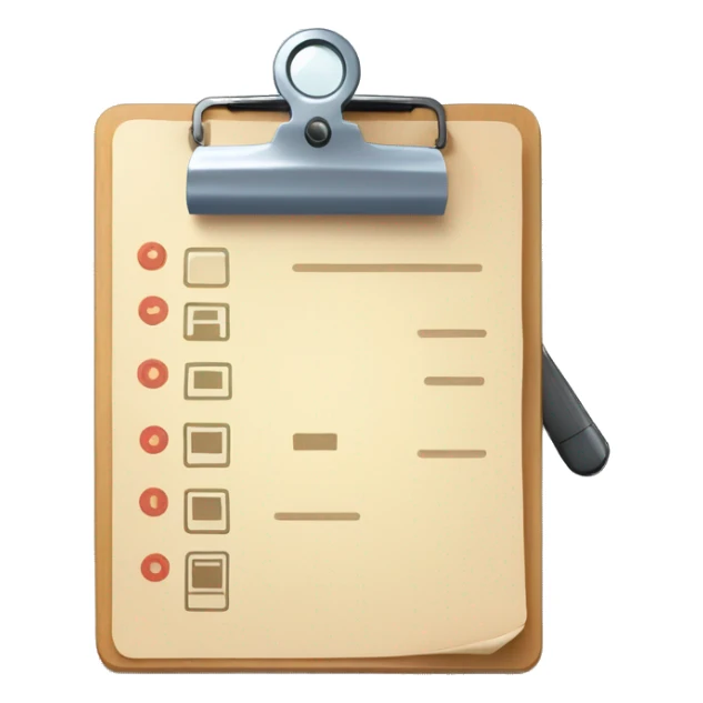 clipboard with a checklist (📋) combined with a magnifying glass (🔍), symbolizing the process of tracking and reviewing applicants efficiently sticker