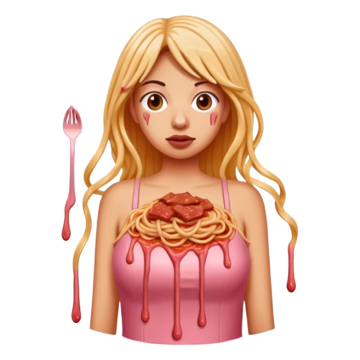  SPAM meat melted pink dripping sauce spaghetti dress monalisa portrait sticker