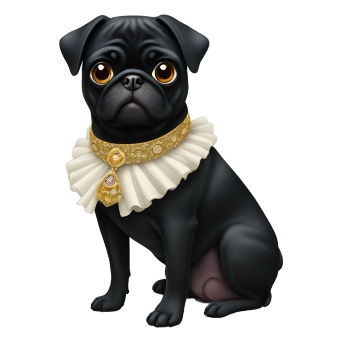 Black pug with famcy collar sticker