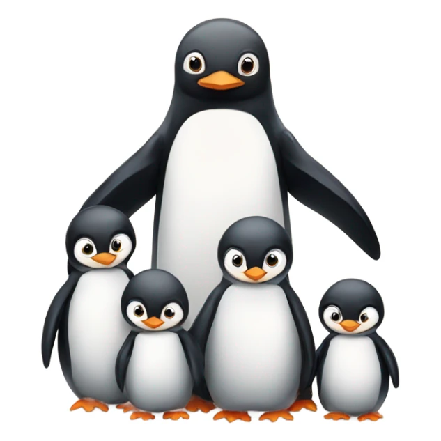 Mommy penguin with 3 baby penguins  sticker