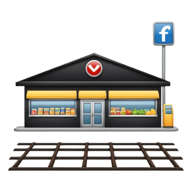 a supermarket next to a train station sticker