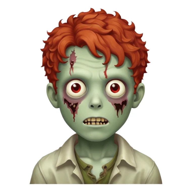 Boy zombie with curly hair red sticker