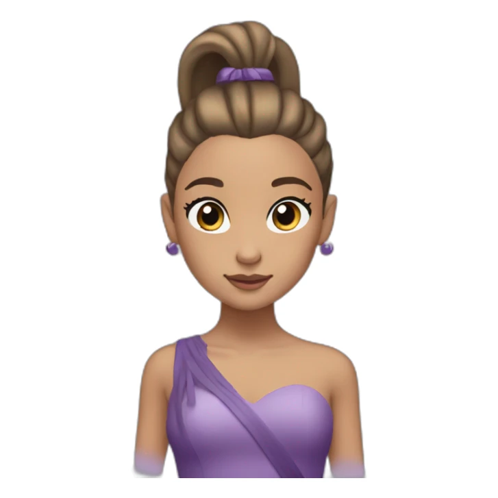 ariana grande with a straight-haired ponytail in a purple puffy dress sticker