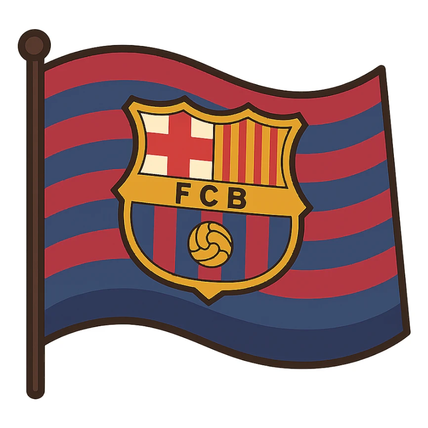 flat toon style Barcelona FC (Barça) flag sticker