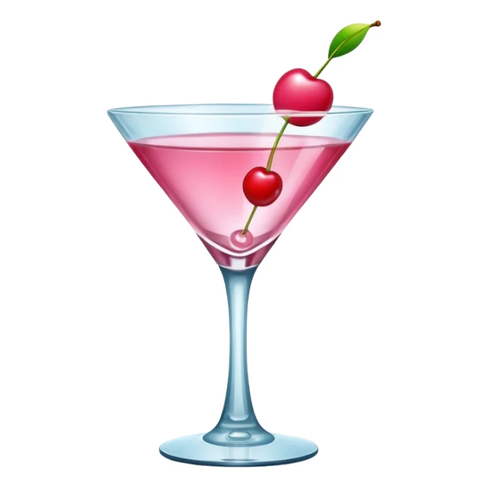 A pink martini in a V-shaped glass with a tiny cherry floating on top.
 sticker
