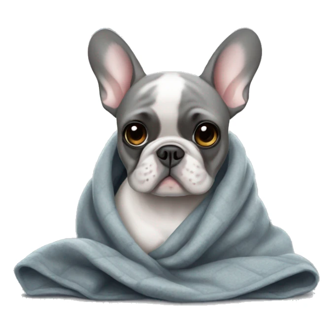 French bulldog grey in a blanket sticker