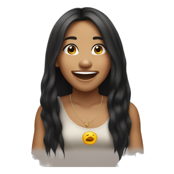 laughing lightskin girl with long black hair sticker