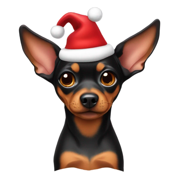 Miniature pinscher with Santa outfit on sticker