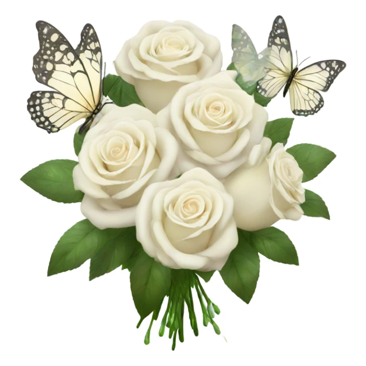 white roses bouquet with butterflies, fairy core sticker