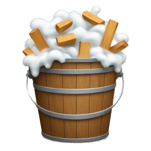 bucket in wood with overflowing foam sticker