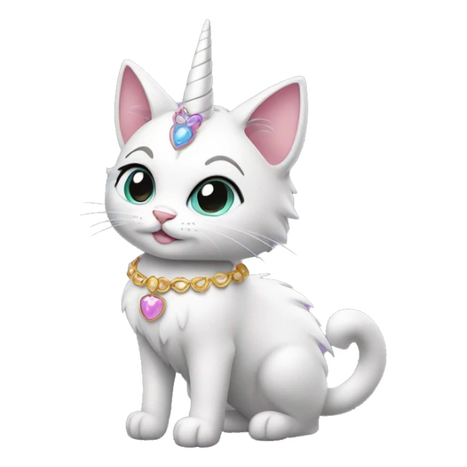 Magical princess-cat with unicorn horn and necklace full body sticker