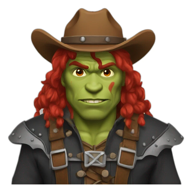 Cowboy half "orc with red hair" sticker