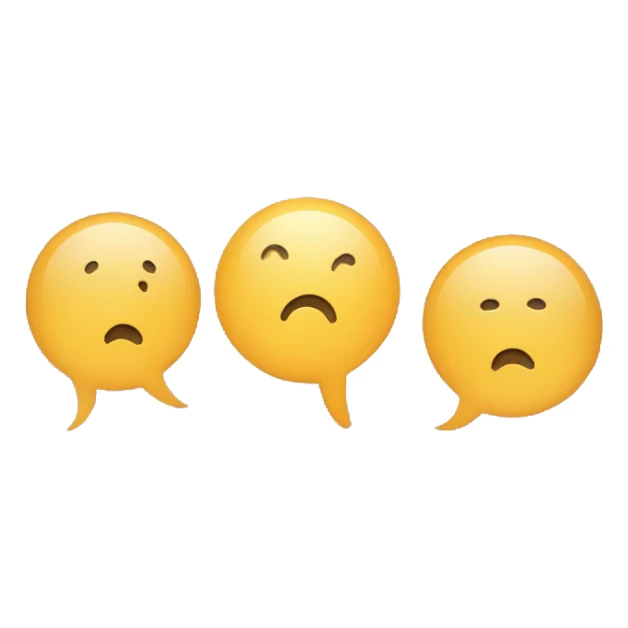 stick figure on the left talking with a speech bubble with sad face and another stick figure on the right talking to them with a speech bubble with a question mark sticker