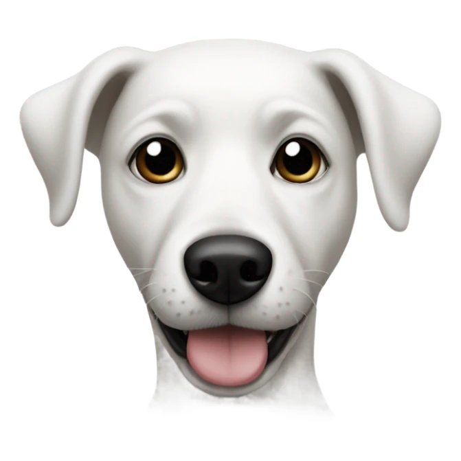 White dog with one black eye sticker