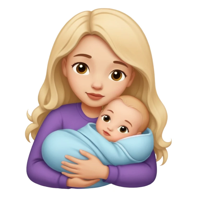girl hugs a newborn baby  sticker