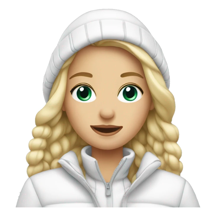 A blonde girl in winter wearing all white  sticker