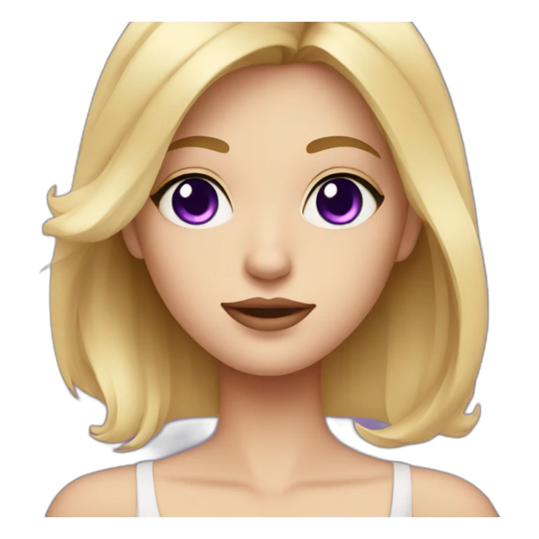 Blonde girl with violet eyes wearing a short black dress sticker