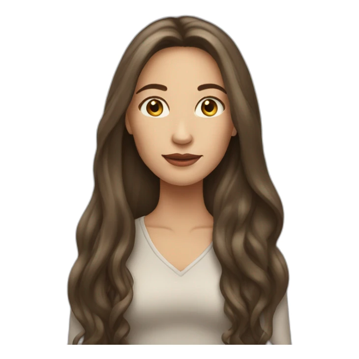 Brunnette woman with very long hair and long face light skin sticker