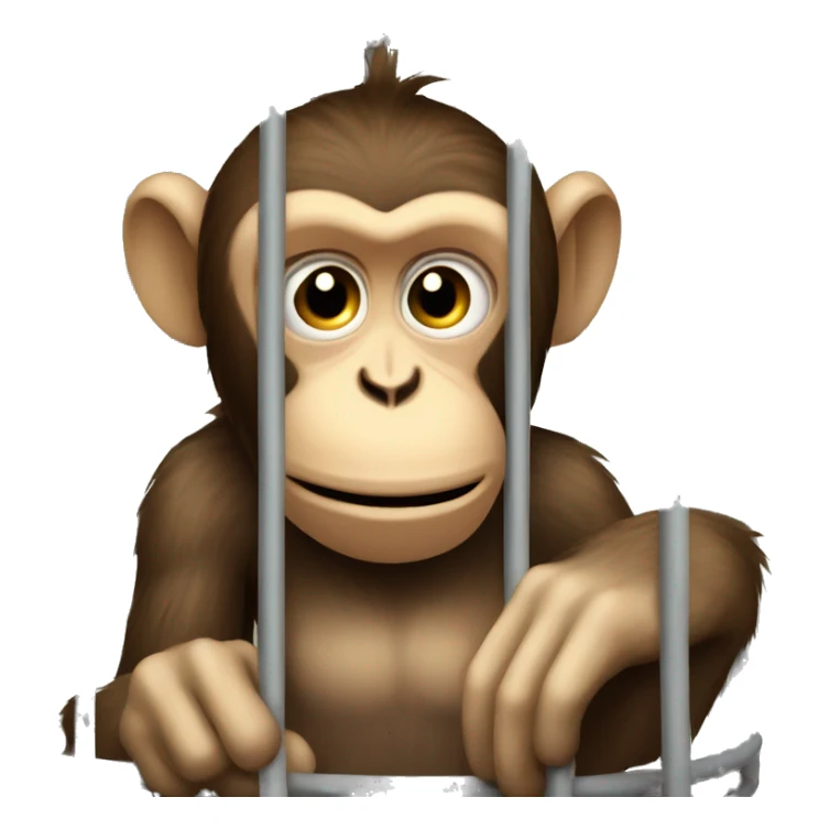 Monkey in a cage. Can't reach the banana.  4к sticker