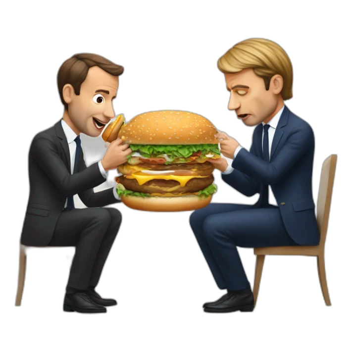 Emanuel macron qui mange un gros burger sticker