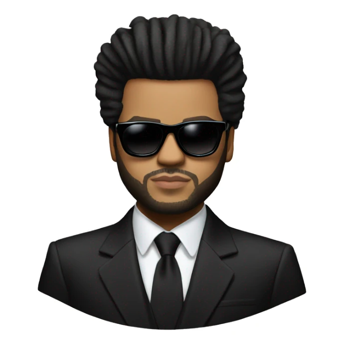 the weeknd in black sunglasses wearing black man suit sticker