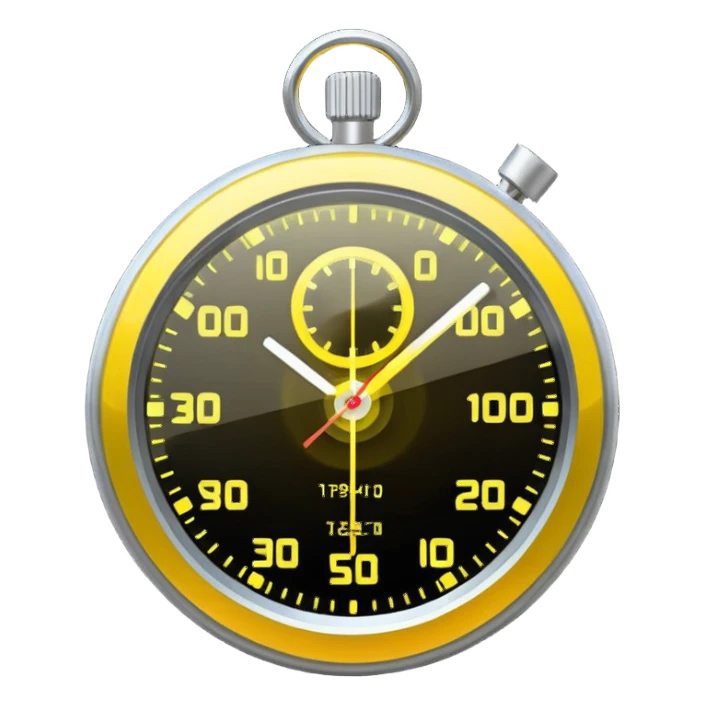 A futuristic holographic stopwatch glowing yellow sticker