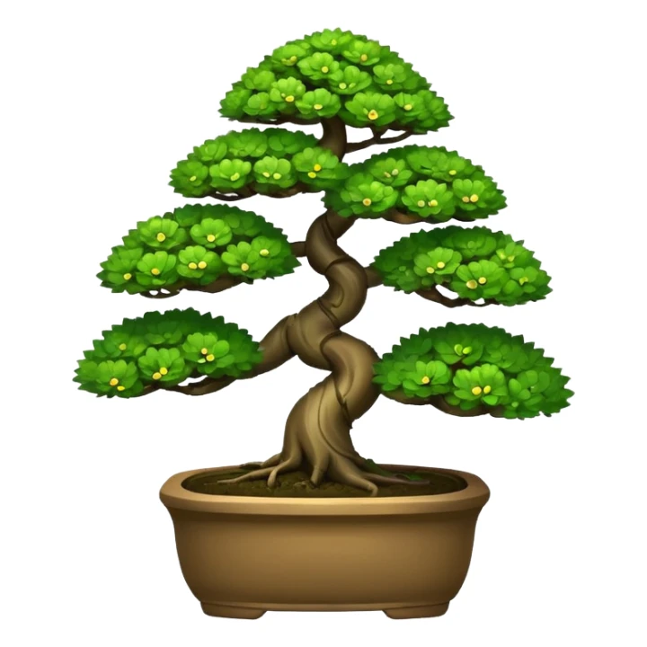 bonsai tree with a happy face emoji style sticker