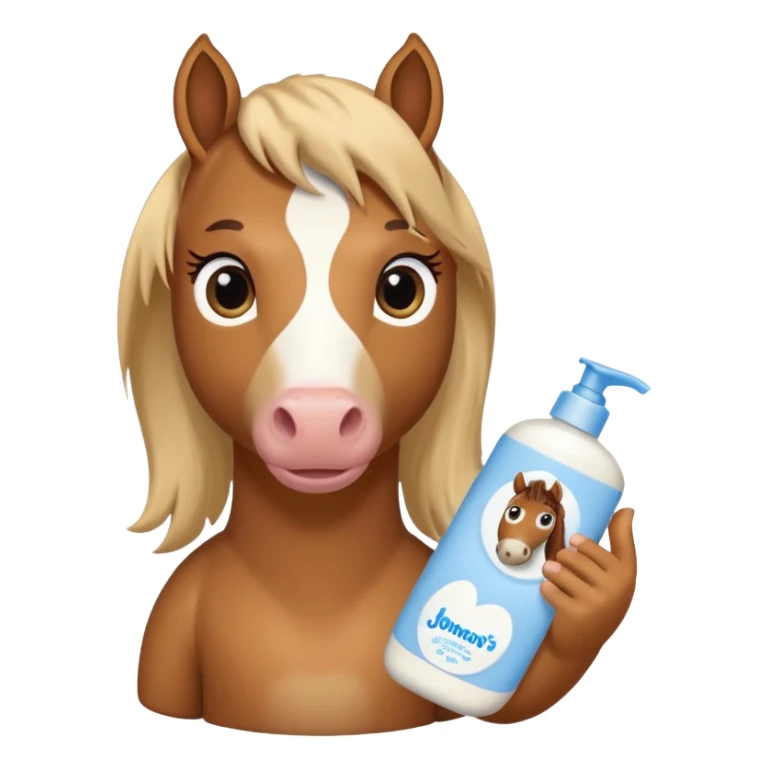 A cartoon horse holding johnson baby body lotion sticker