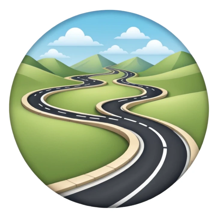 Clean roadmap icon emoji with curved path and milestones, modern corporate style sticker