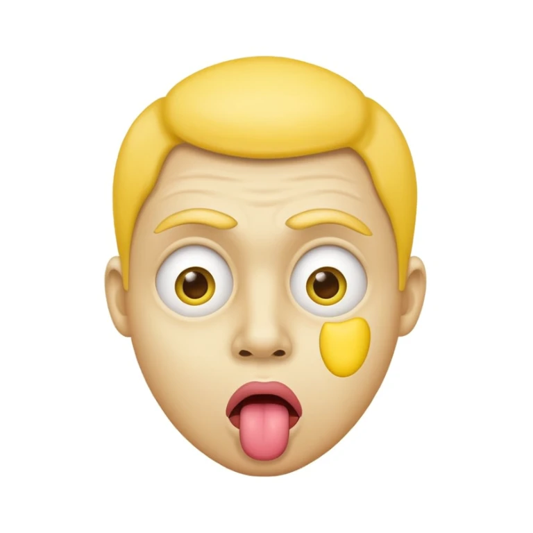 yellow face, confused eyes, tongue out sticker
