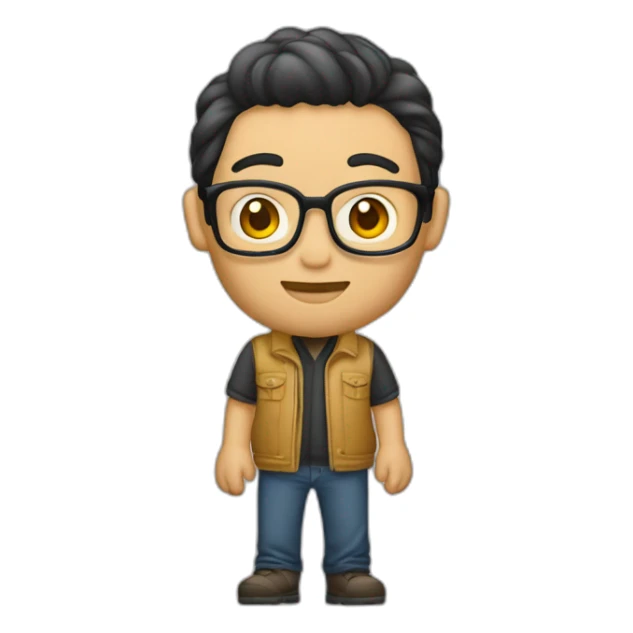 nino blanco diseñador grafico con computadora en la mano sticker