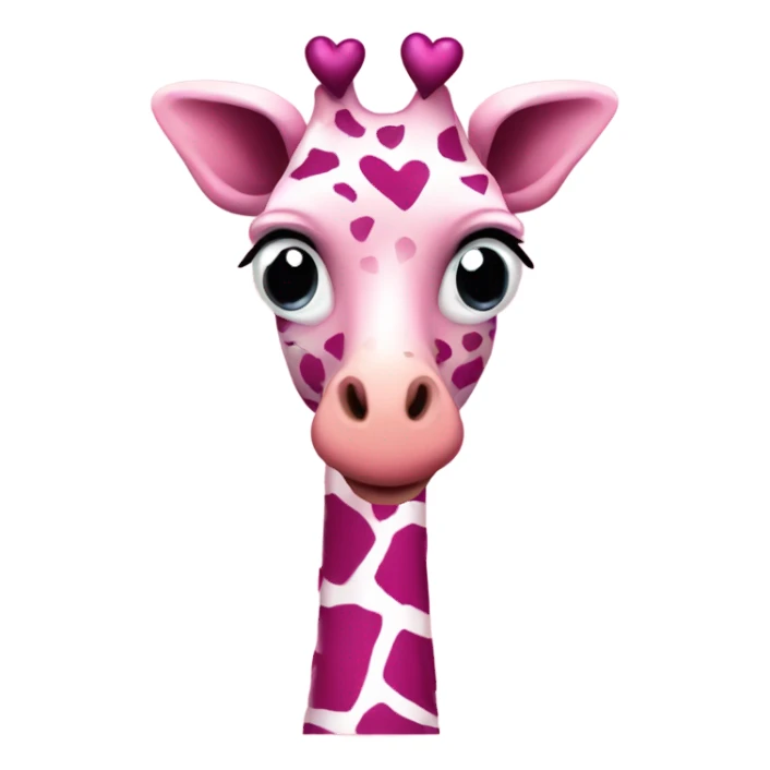 Emo Pink giraffe with hearts listing to music blowing kiss sticker