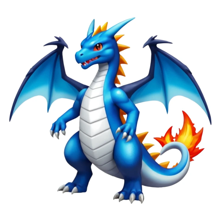 Black and white colorful gradient shiny glossy Fakémon-Digimon-Charizard-Croconaw-Reshiram-Zekrom-creature-hybrid (full body) sticker