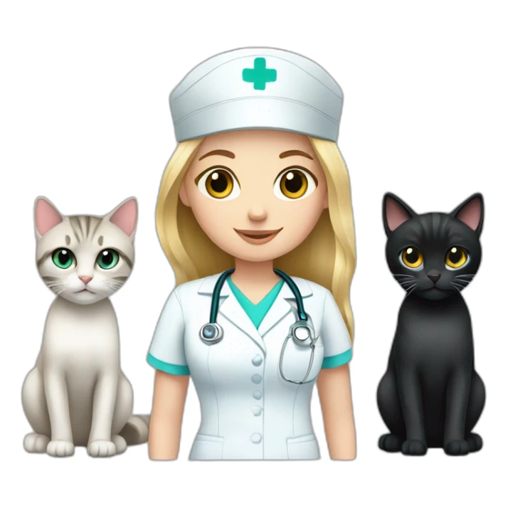 Nurse Blond white girl with 2 cats  one dark grey and one black sticker