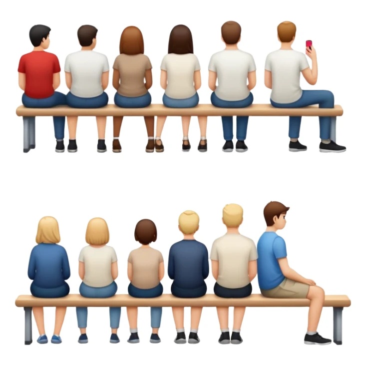row of people facing away sitting  sticker