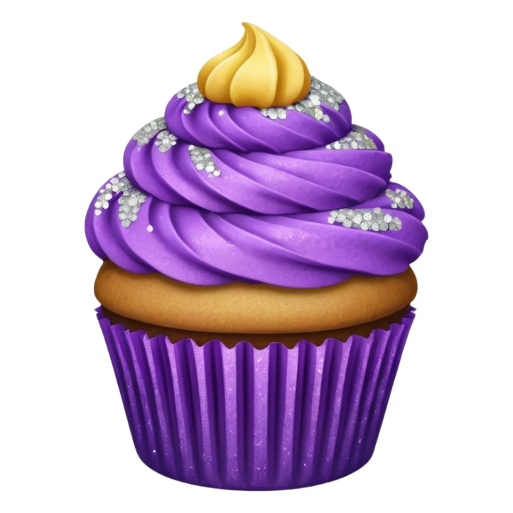 cupcake with purple frosting and edible glitter sticker