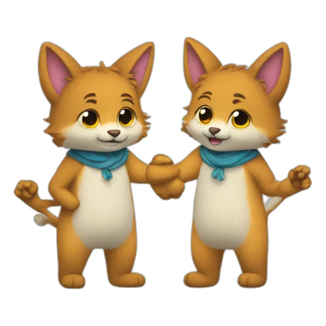 Two gay furries holding hands sticker