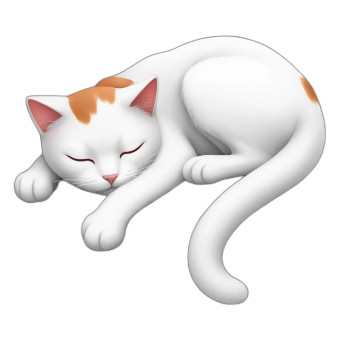 White red black cat sleeping on roof sticker