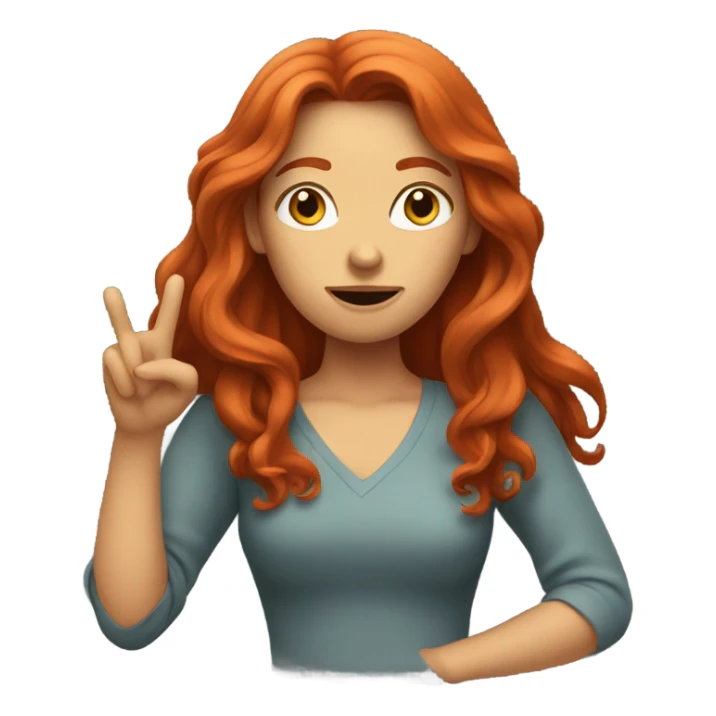 Red headed woman with long hair gesturing “I have no idea” sticker