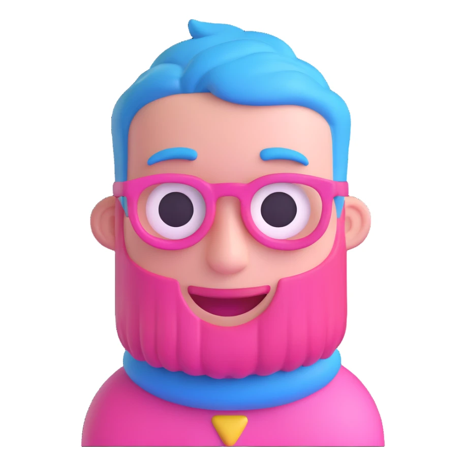pink guy with blue hair, 3D emoji style sticker