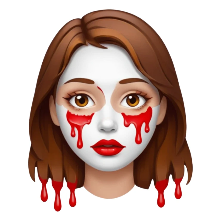 Brown Hair Woman , white paint , drip, face, hot  Sexy, lips sticker