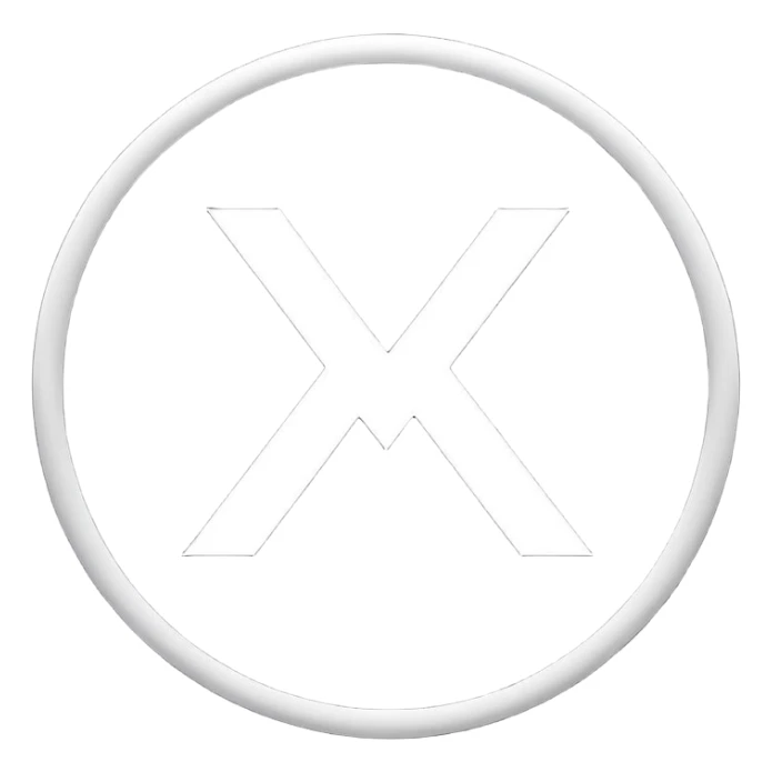 Black circle with “MB” written on in the middle of it. Nothing else sticker