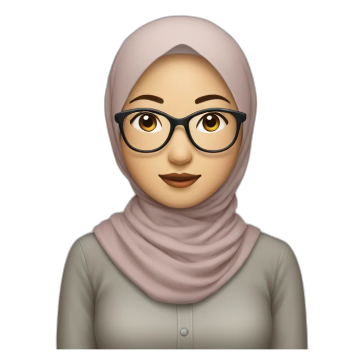Beauty asian woman wear hijab and glasses sticker