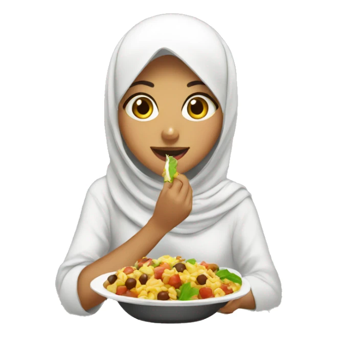 A muslim girl eating ramdan food sticker