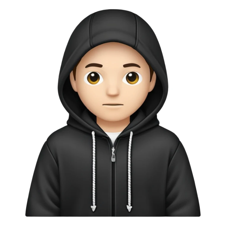 Black hoodie without human, with black ropes  sticker