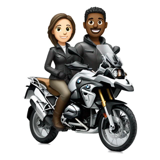 A man an a woman in a grey bmw 1200 gs  sticker